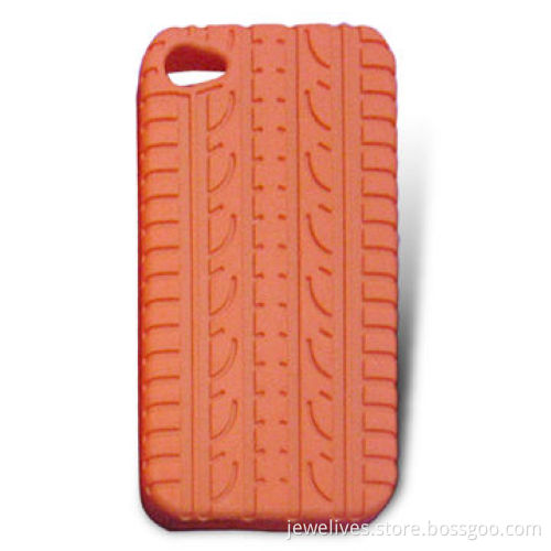 Orange Silicone Cover for Apple's iPhone, with Car Tire Pattern, Heat- and Water-resistant